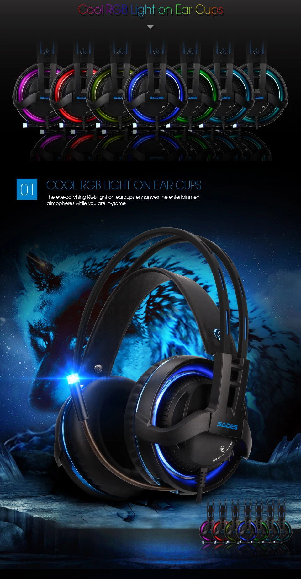 SADES  Diablo PC gaming headset  computer game RGB headset Realtek Effect Surround Sound headphones gamer Игровая гарнитура Компьютерная гарнитура222