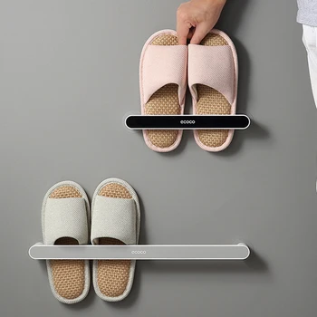 

ECOCO Slippers Rack Wall-Mounted Punch Free Slippers Organizer Home Plastic Storage Shelf Bathroom Organizer Kitchen Accessories