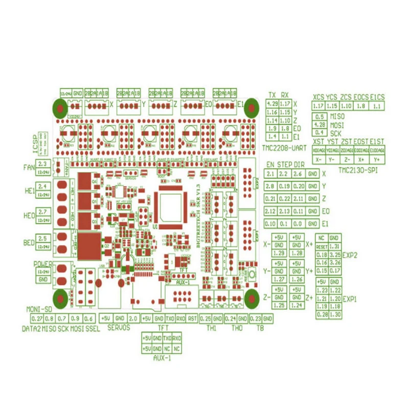 СКР V1.3 32 бит Управление доска 3D принтеры часть Поддержка TMC2130 SPI TMC2208 UART диск