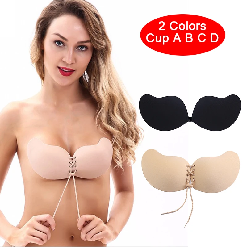 Push Up Strapless Sticky Bras Invisible Silicone Bra Self Adhesive Sticky Gel Mango Strapless Backless Sexy Lady For Women