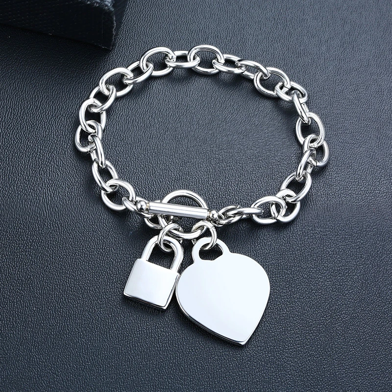 Модный женский браслет из нержавеющей стали с замком в виде сердца, ожерелье, ювелирные изделия в стиле панк