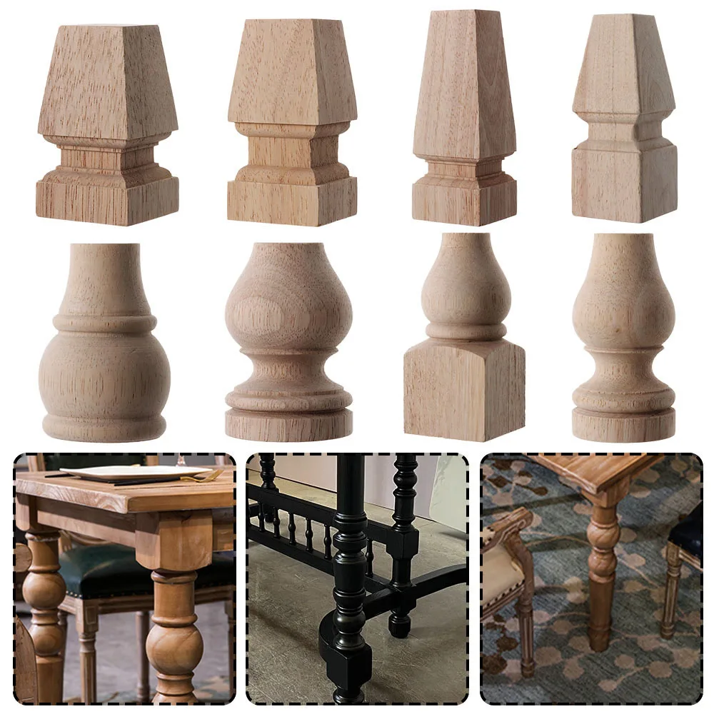 Wooden Furniture Legs European Style Solid Wood Carved Furniture Foot Legs TV Cabinet Seat Feets Vintage Home Decor Crafts Accessories