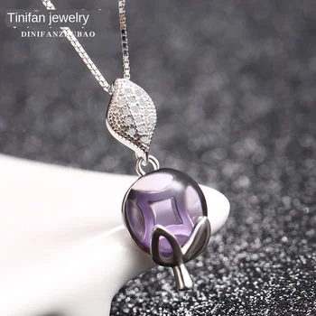

Handmade Ornament Accessories S925 Sterling Silver Thai Silver Red Corundum Bracelet Pendant Simple Fox Pendant Jewelry