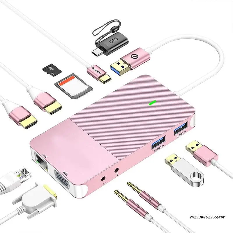 PROD 1005003168259558 157C Docking Station 11 in 1
2xHDMI-compatible+VGA Laptop USB C Docking Station HDD