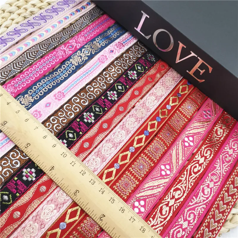 Ribbon Supplies 5 Yards 15MM Princess Aristocrati Colors Embroidered Jacquard Ribbons DIY Dog Collar And Hats Webbing Strip