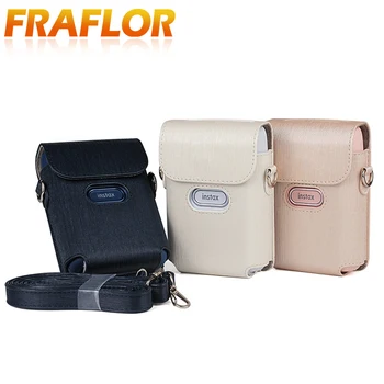 

For Fujifilm Instax Mini Link Printer Protective Cover PU Leather Storage Bag Retro Stripes With Adjustable Shoulder Strap