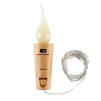 

Led Flame Candle Glass Bottle Cork Light String Led Silver Wire Fairy Christmas Garland Lighting White Light