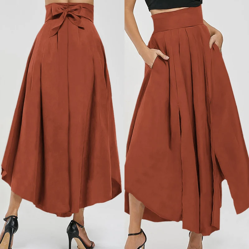 Trouser Hakama-Pants Celmia Elegant High-Waist Pantalon Asymmetrical Split Office Lady