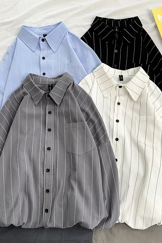 Белая полосатая рубашка с длинным рукавом для мужчин camisa masculina, приталенные повседневные мужские рубашки