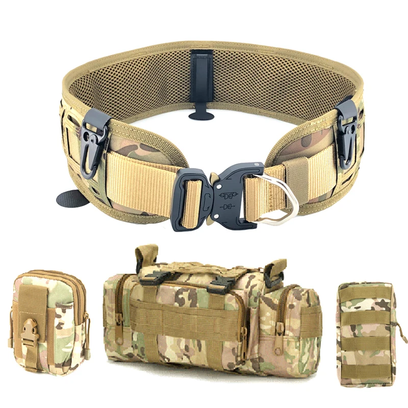 

Tactical Belt War Game Battle Nylon Girdle Adjustable Training Waistband Support Removable Molle CS Combat Hunting Military Belt