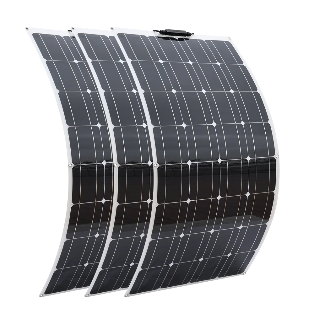 

solar panel charger 100w 200w 300w cell kit diy Flexible Photovoltaic for 12v 24V car battery Computer tablet boat house light
