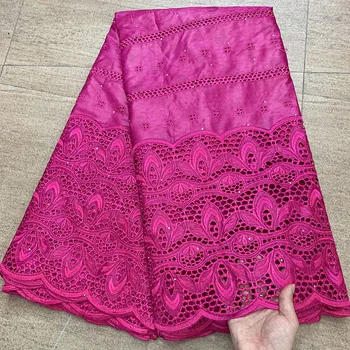 

African Bazin Riche With Stones Punch Cotton Lace Fabric 2020 Very Good Quality French Punched Lace Fabrics For Wedding Party