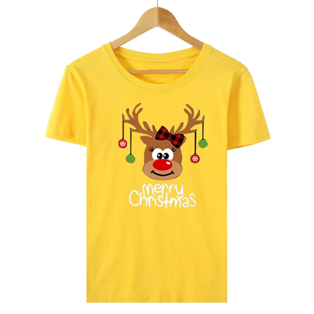 Женская футболка с надписью «Merry Christmas Elk», футболка с коротким рукавом и изображением героев мультфильмов, Повседневная футболка для рождественских праздников, женская футболка Polera Mujer