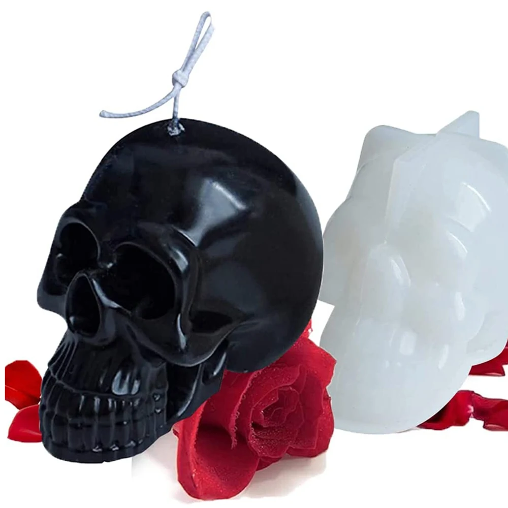 Candle Silicone Mold Skulls Mold Skull-Shaped Durable Mould 3D Skull Flexible Silicone Ice Cube Mold Tray for Gifts 
