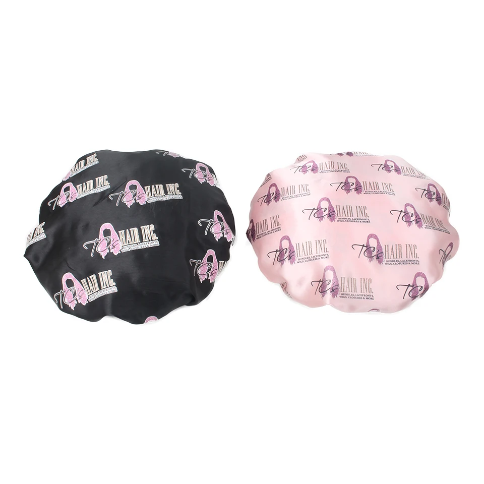 Spread over logo satin Bonnet Fashion Wholesale Soft Western Customized Hair sleep bonnet caps