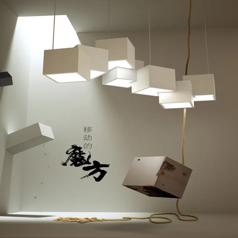 

Postmodern Designer Gallery Studio Led Chandelier Art Magic Cube Dinner Living Room Suspension Lighting Fixtures