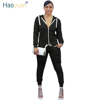 

ZOOEFFBB Plus Size 2 Piece Set Women Fall Winter Clothing Zip Hoodies Top and Pant Sweat Suit Matching Sets Two Piece Outfits