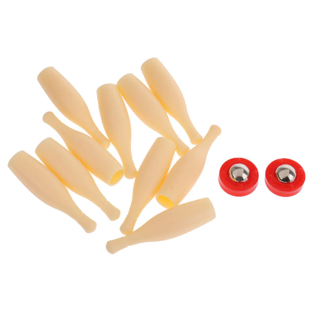 Kids Desktop Mini Size Bowling Game Set Plastic Bowling Pins Pushers Toy Game Accessories