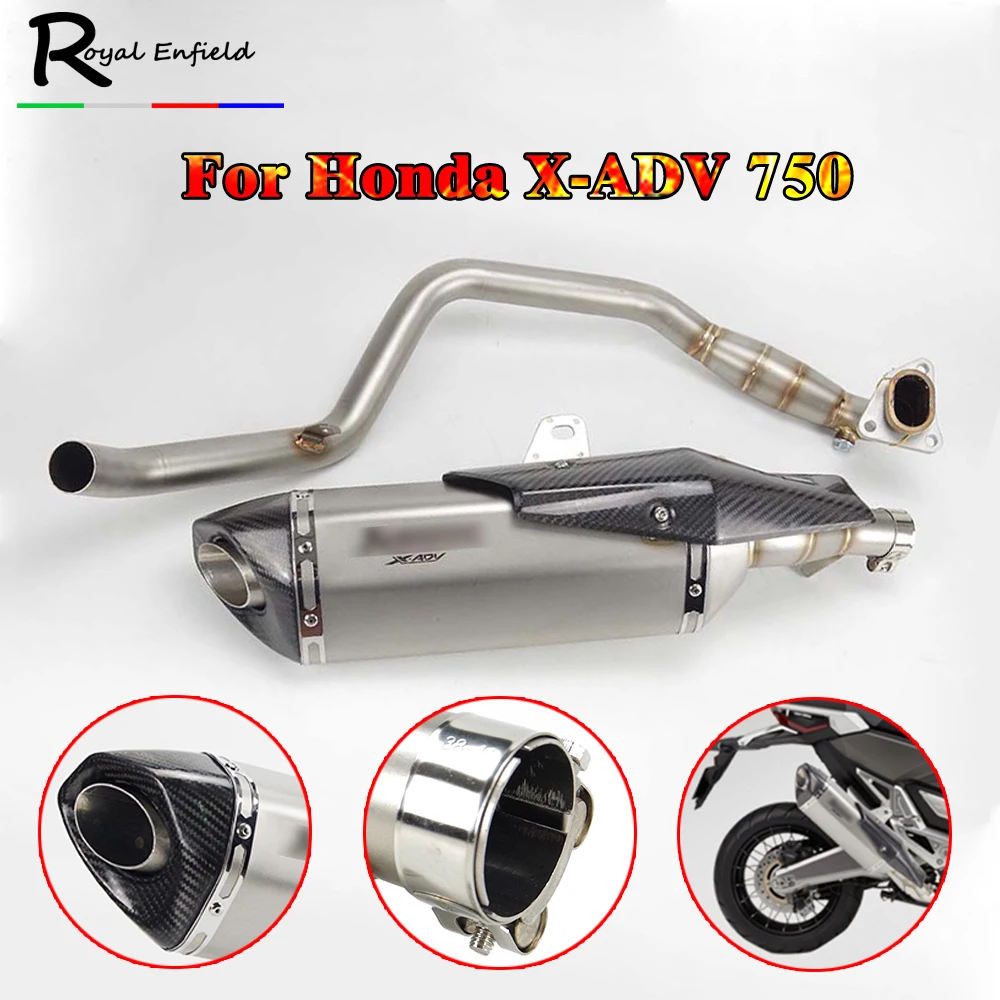 

For Honda X-ADV 750 xadv 750 Slip-On motorcycle exhaust X ADV 750 muffler front pipe headers with exhaust muffler Carbon Fiber