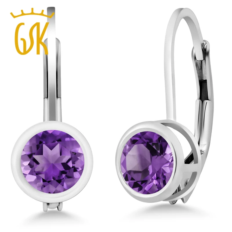 Аметист серьги GemStoneKing 0 50 карат круглые натуральные фиолетовые Аметистовые