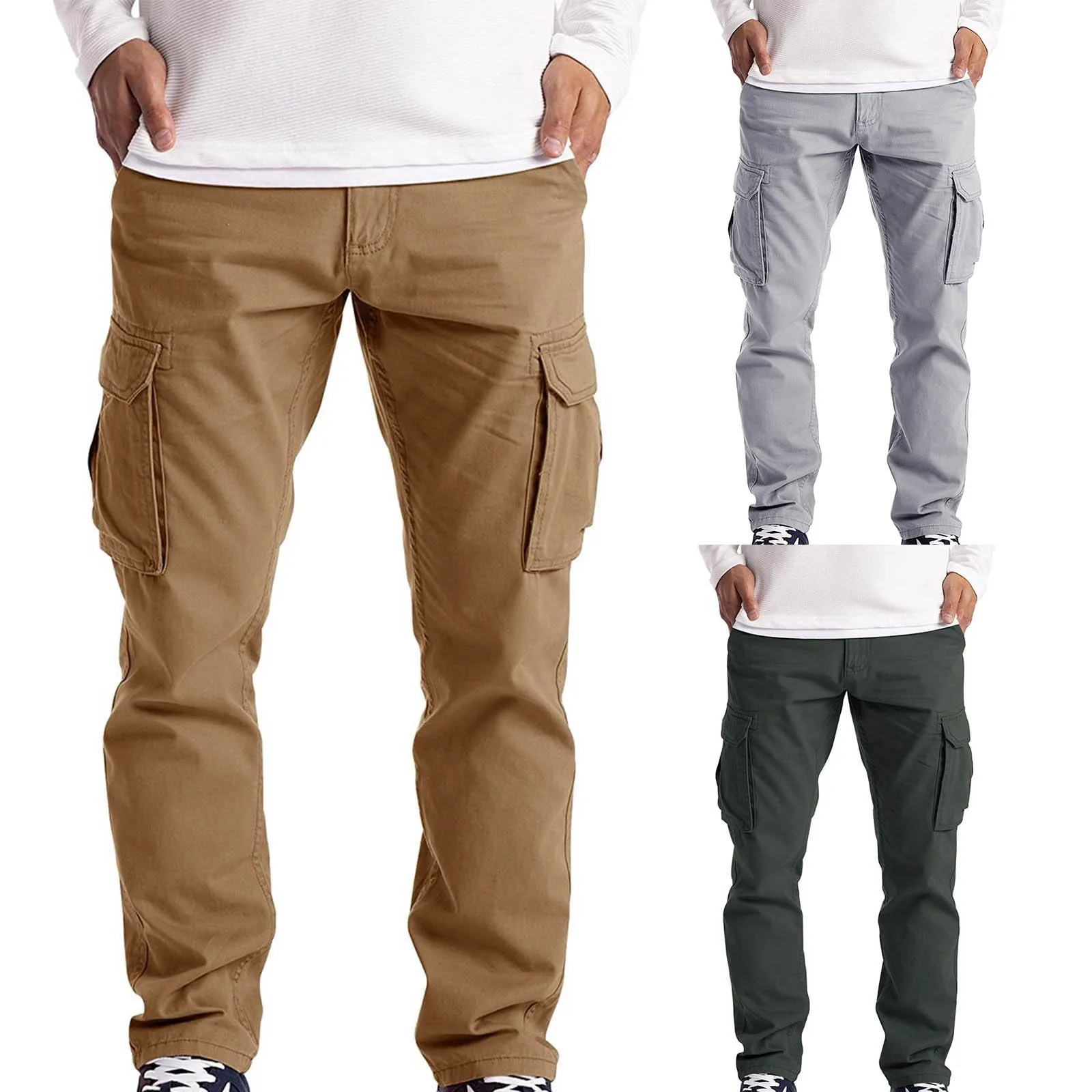 New Men Cargo Trousers Work Wear Combat Safety Cargo 6 Pocket Full Pants Fashion Comfy High Quality Pants Calça Masculina 2021 1