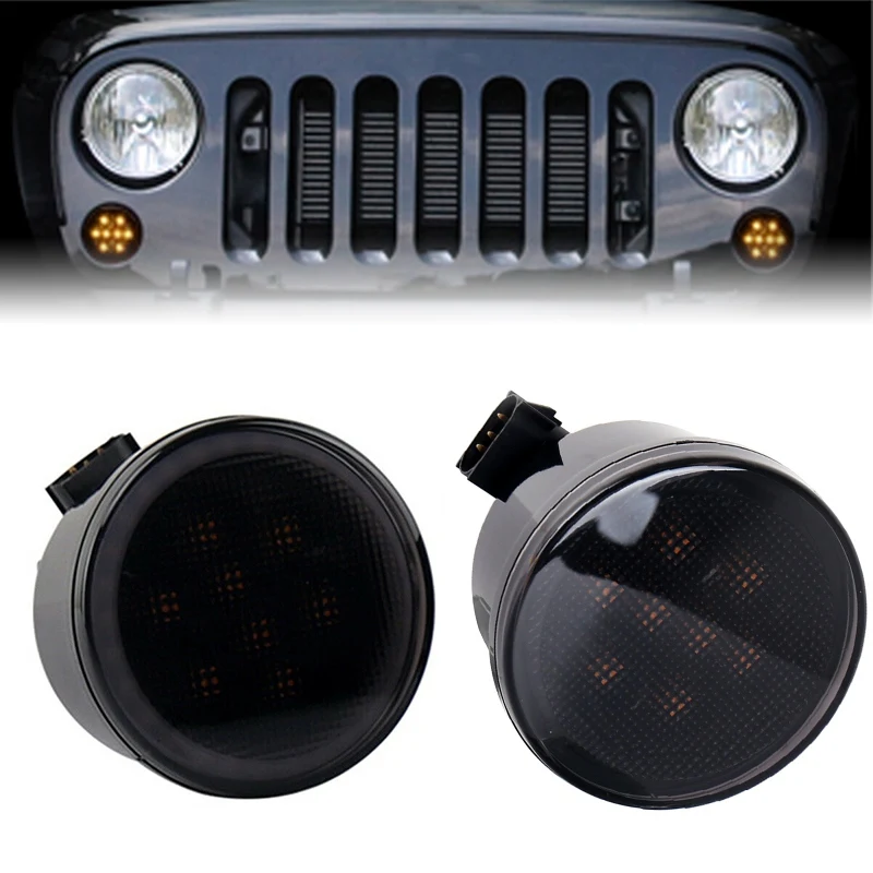 Высококачественный Профессиональный для Jeep Wrangler JK светодиодный указатель поворота+ боковой маркер крыло огни дымчатые линзы