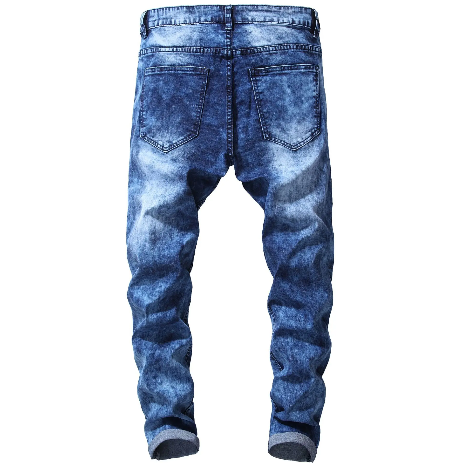 High Quality Cotton Neutral Bomb Men's Slim Denim Jeans Hip Hop Style Fashion Long Skinny Jeans Men Cotton Flexible Holes Denim