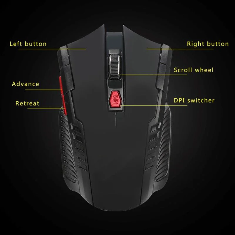 Новая 2,4G беспроводная 6 кнопок Регулируемая оптическая компьютерная мышь 2400 dpi для портативных ПК 999