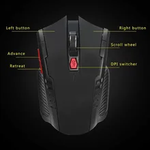 Новая 2,4G беспроводная 6 кнопок Регулируемая оптическая компьютерная мышь 2400 dpi для портативных ПК 999