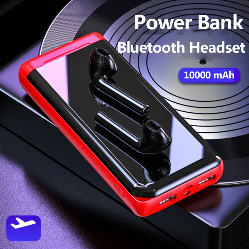 Беспроводные наушники 5 0 Bluetooth с двойным микрофоном и внешним аккумулятором на