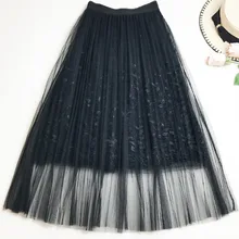 Элегантная Летняя женская юбка в винтажном стиле с высокой талией и вышивкой, Плиссированная Юбка До Колена, Ropalia Droppingship