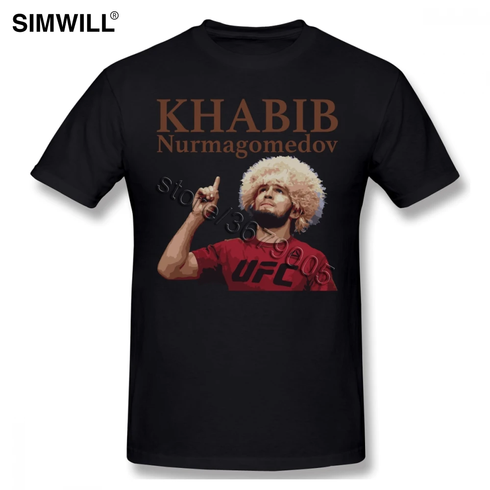 Футболка мужская Khabib Nurmagomedov 100% хлопок короткий рукав круглый вырез принт Прямая
