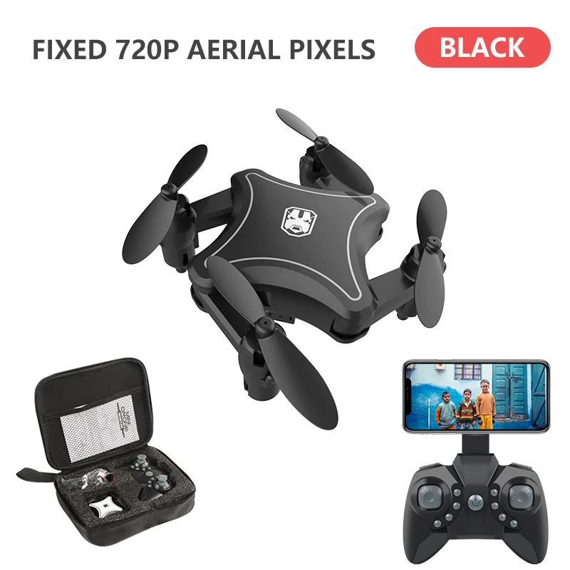 New Original Mini Drone Folding UAV RC Drone with 4K HD Video Camera 4-axis dron RC Quadcopter kids Helicopter drones toys - Color: 720p