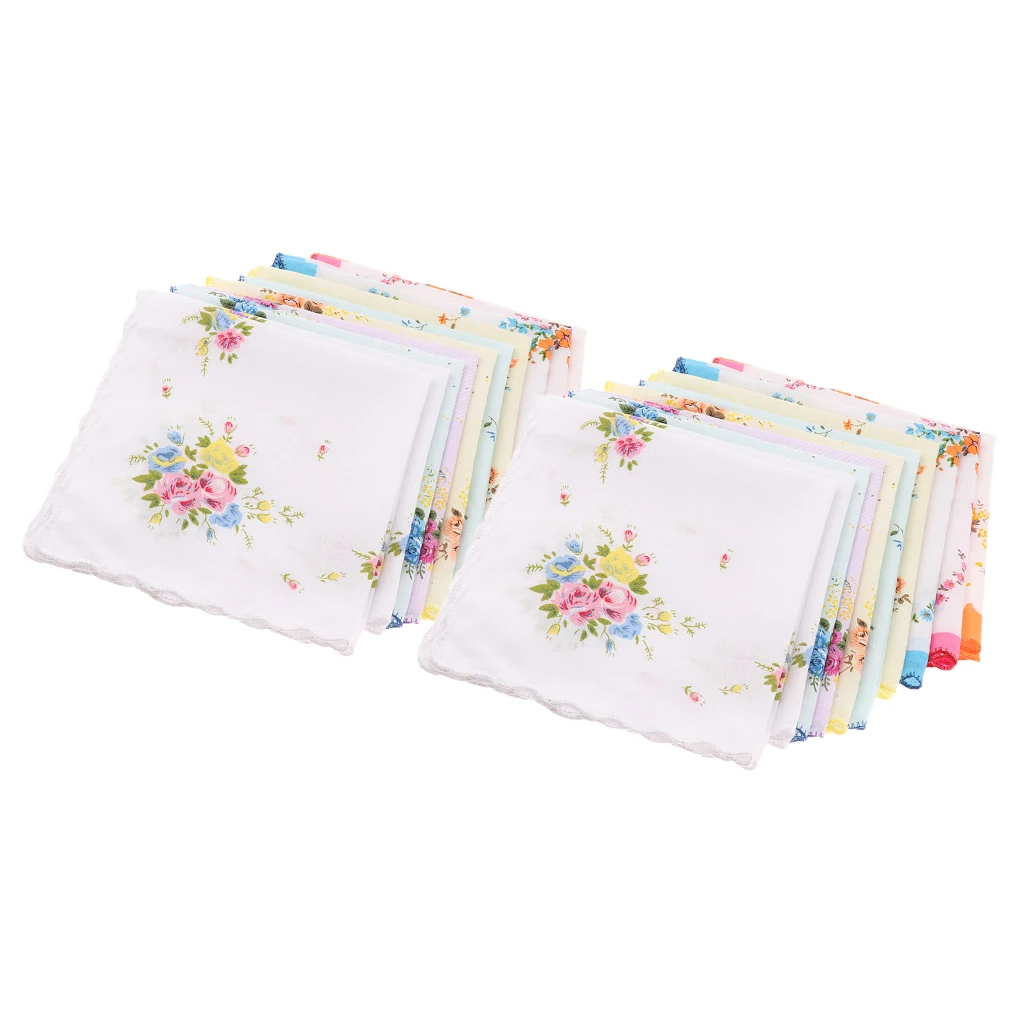 20x Lady Soft ^Pure^Cotton}} Handkerchiefs Vintage Wedding Hankies 12``