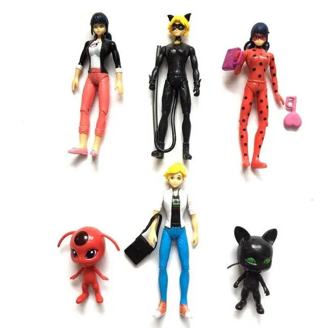 

6PCS Ladybug and Cat Noir Juguetes Toy Doll Lady Bug Adrien Marinette Plagg Tikki Plastic PVC Figures gift for girl