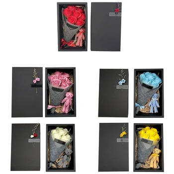 

Handmade Soap Flowers Set Bear Gift Box Valentine's Day Soap Flower Bouquet Mother's/ Teacher's Day Birthday Gift