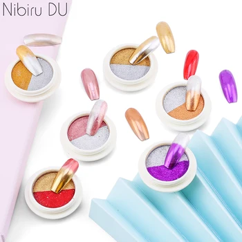

Double Color Solid Holographic Sparkles Aurora Laser Mirror Power Dust Chorme Nail Glitter Flakes Nail Art Manicure Accessories
