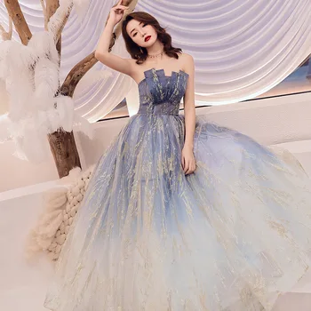 

2019 New Gryffon Eneveing Dress Long For Wedding Party Elelgant Strapless Formal Dress Vintage Evening Dresses Robe De Soiree