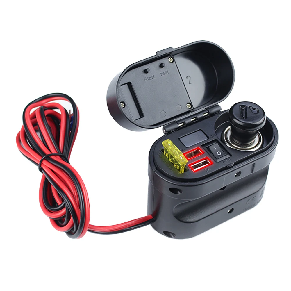DC 12 V/24 V мотоциклетная зажигалка с двумя usb портами для зарядки вольтметр время