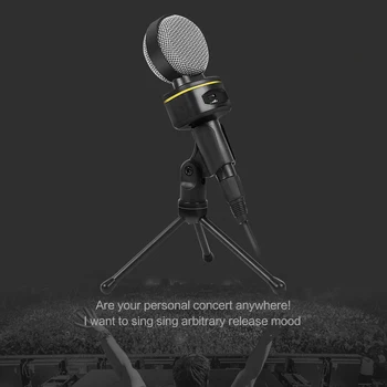 

Video Studio Microphone Condenser Wired Broadcast Notebook With Stand Low Noise Skype Meeting 3.5mm Jack Smartphones Recording