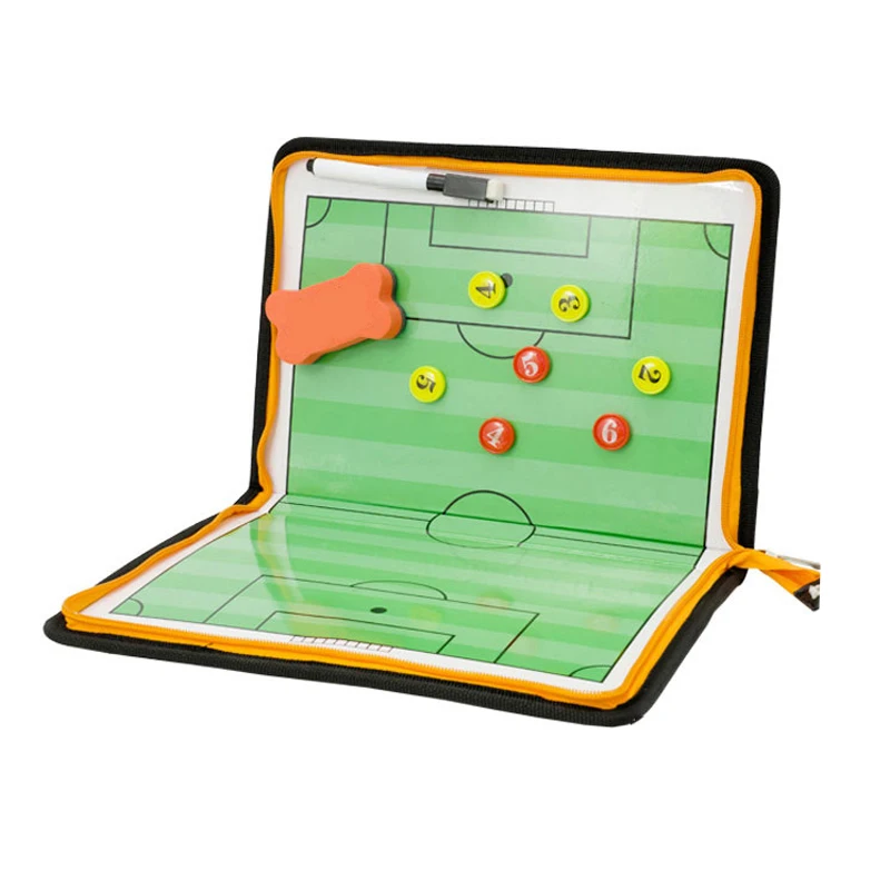 Zipper tactic board1 Портативная футбольная тактическая доска, Складная магнитная кожаная футбольная тренерская тренировочная доска для соревнований, стираемая тактическая доска для футбольного мяча - Цвет: Zipper tactic board1
