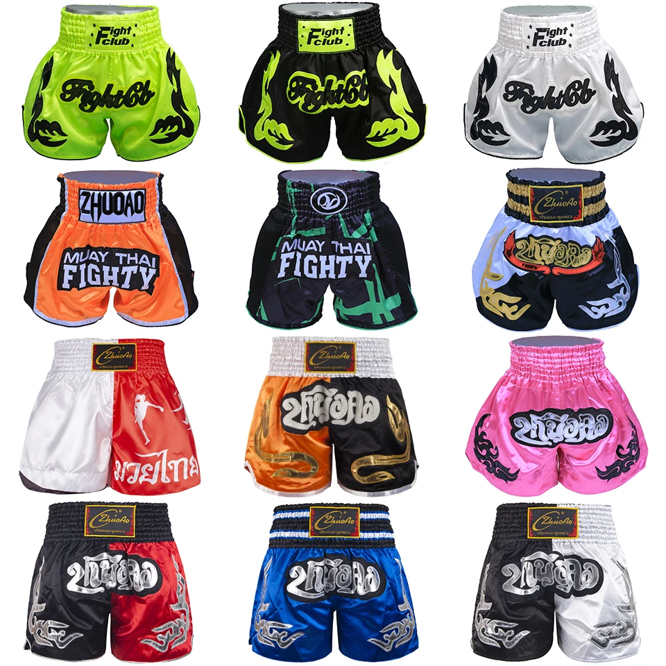 Muay Thai Shorts Men Embroidery Sports Fitness Fighting Kickboxing Short Pants Women Kids Sanda MMA Boxeo Trunks MMA Shorts