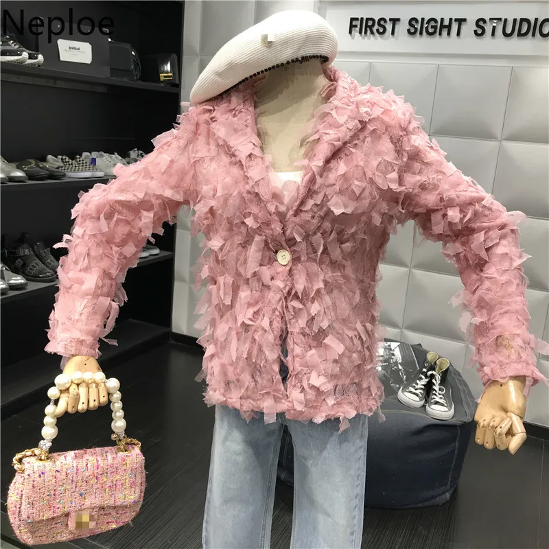 Neploe Темперамент кисточкой короткие Chaqueta Mujer элегантные кружева кисточкой Slim Fit Куртка для женщин осень зима вечерние Jaqueta Новинка 46611