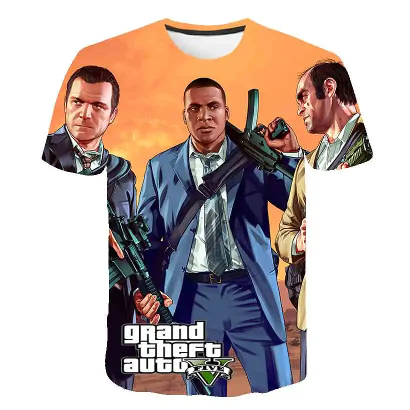 Grand Theft Auto Game GTA 5/Одежда для мальчиков летние футболки с 3D принтом крутая детская