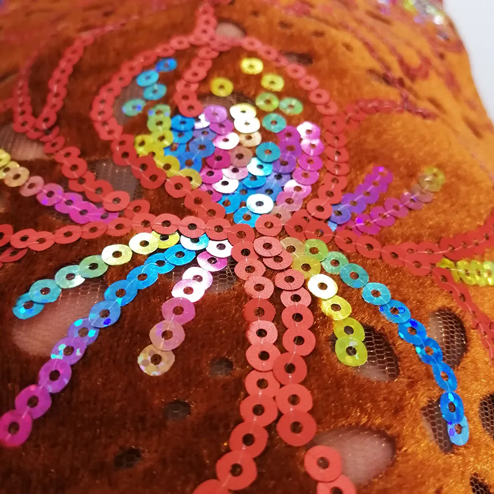 Burnt orange lace fabric-50777 (4)