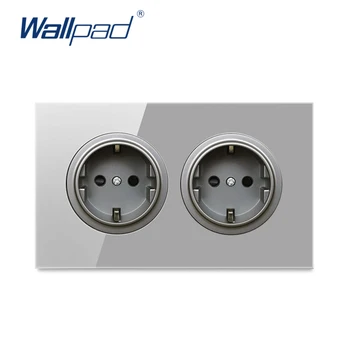 

Wallpad 2 EU German Wall Power Socket Outlet Crystal Glass Panel 16A Grounded With Child Protective Lock