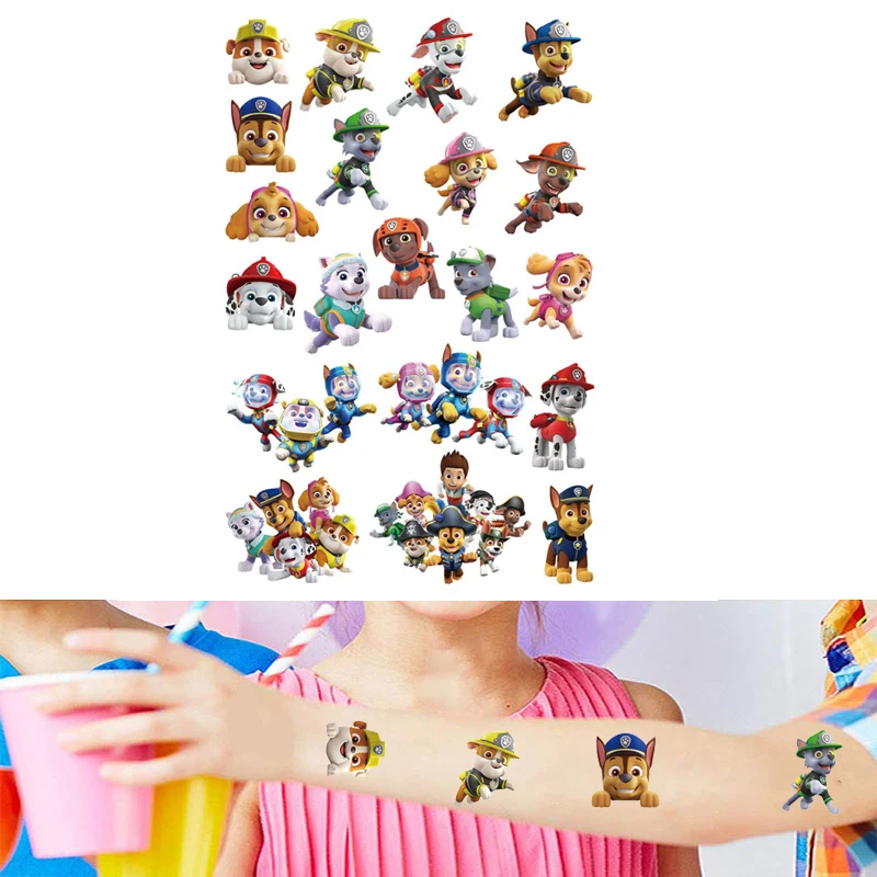 PAW Patrol Tattoo stickers random 1PCS action figure Cartoon Puppy patrol Chase Skye toys boys girls Xmas kids birthday gifts