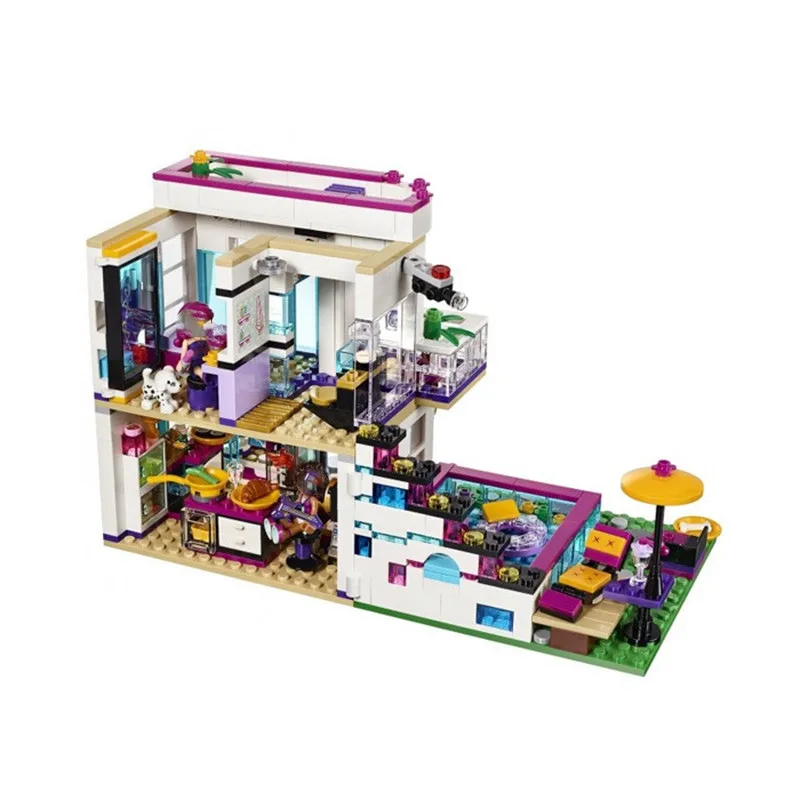 Günstige 598PCS Pop Star Livi der Haus Gebäude Kompatibel Legoinglys Freund Für Mädchen DIY zahlen Bricks Pädagogisches Spielzeug für childre