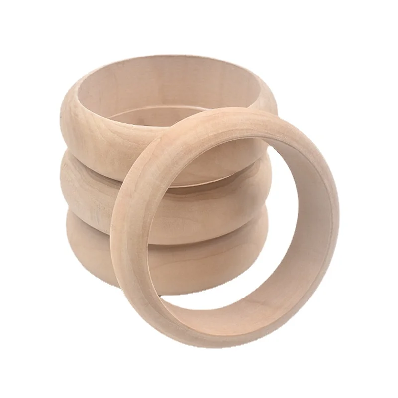 1pcs Unfinished Natural Wood Rings Smooth Macrame Wooden Ring Blank Bangle Bracelet Circles For