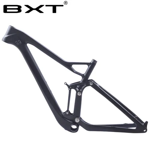 BXT no logo black 29er полностью подвесная карбоновая велосипедная Рама 27,5 er MTB через ось 12 мм T800 карбоновая рама 142 мм/148 мм рама для горного велосипеда - Цвет: BXT no logo black